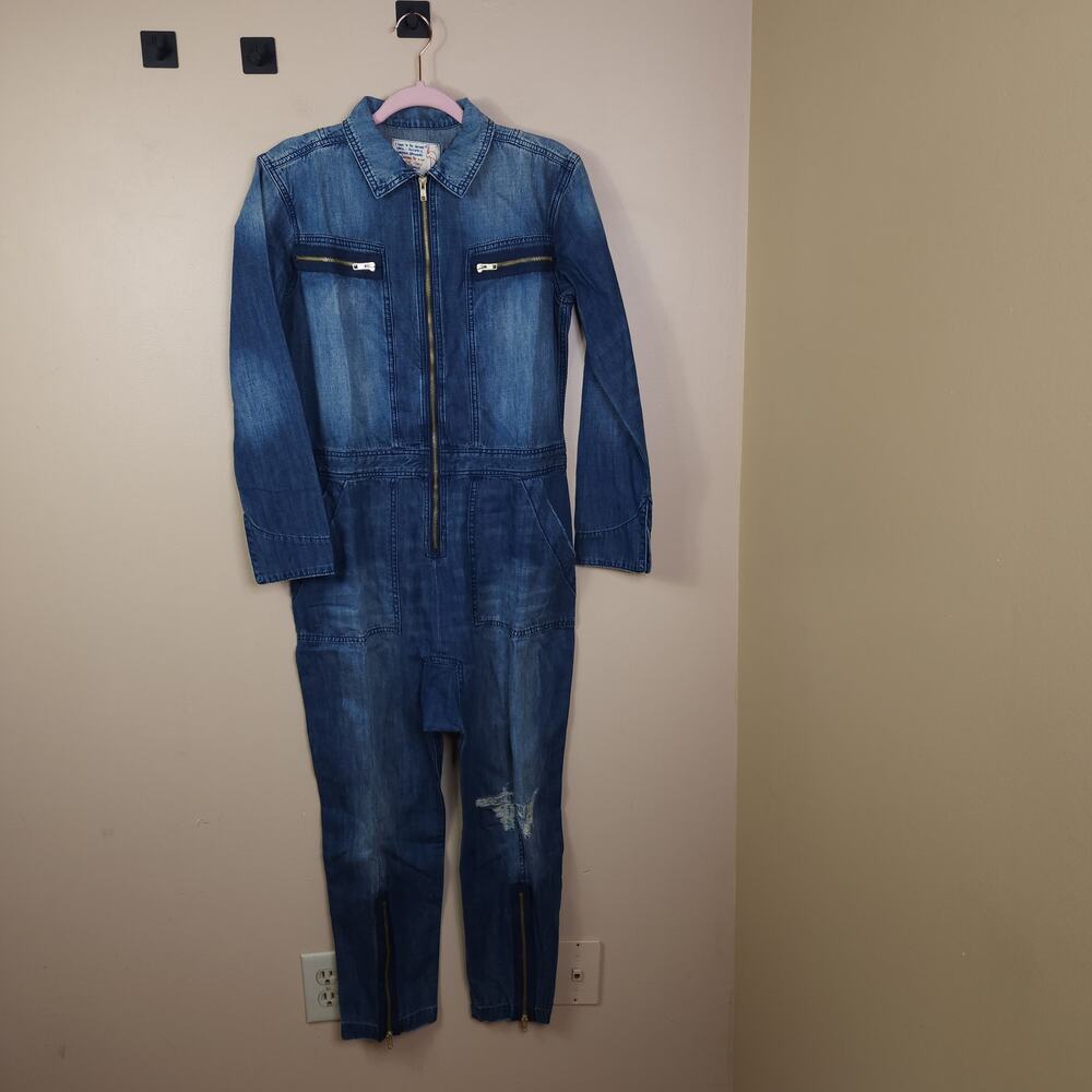Sandrine Rose by Free People Zip Front Romper in Indigo Size S